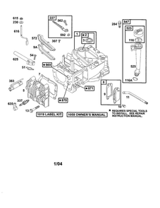 Cylinder/Head-Cylinder Diagram and Parts List for 12E800-12E899 0620-0653-0808 Briggs and Stratton Engine